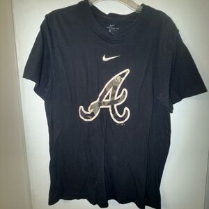 Nike Black Short Sleeve T-Shirt with Camo Atlanta 'A' Logo